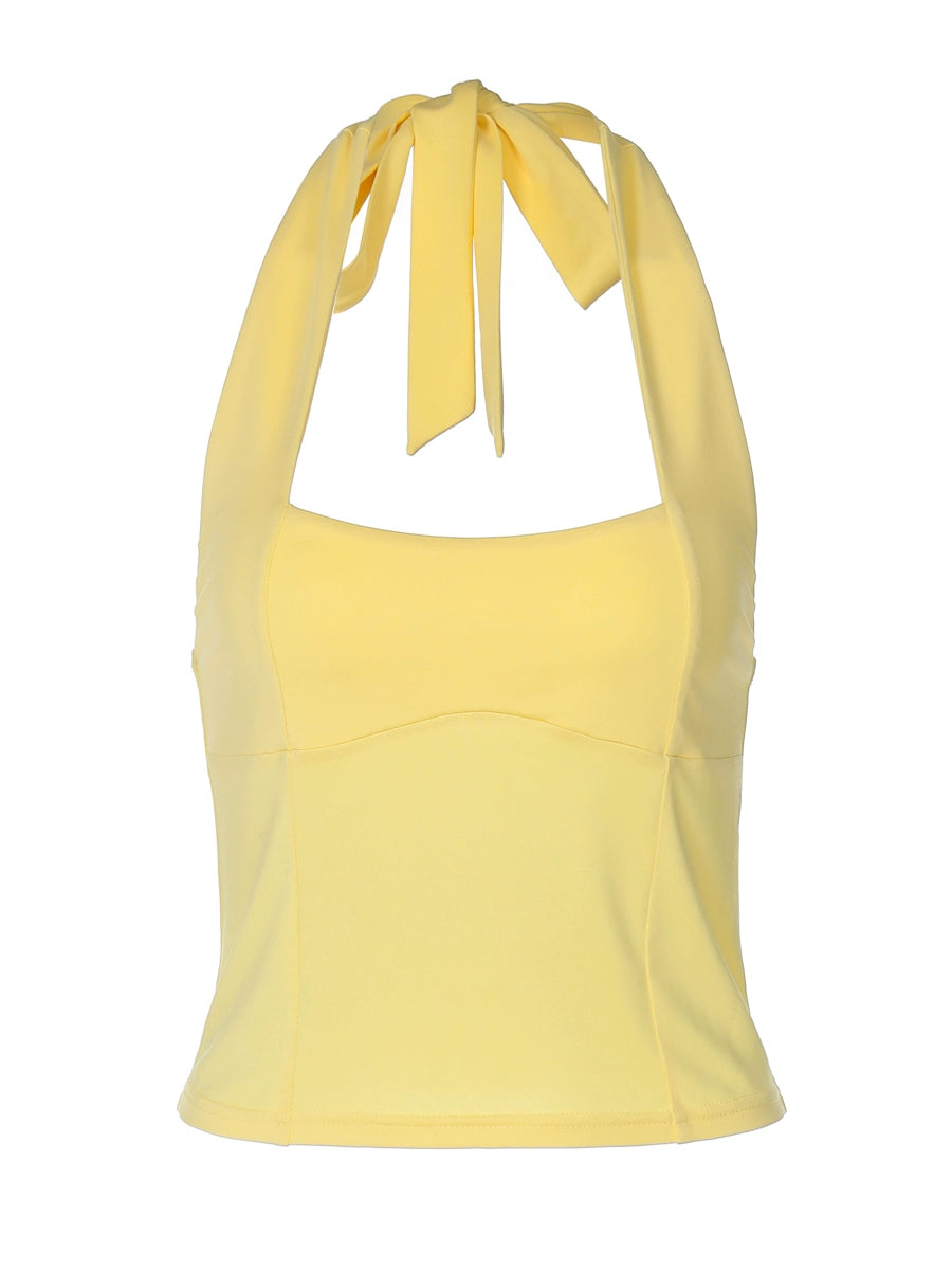 Shemoda: Elira Halter Top | Nüra - Stay cool and chic in Shemoda's Elira Halter Top. Slim fit, halter neck, and bareback design make it perfect for sunny days and casual hangouts. - $17.00