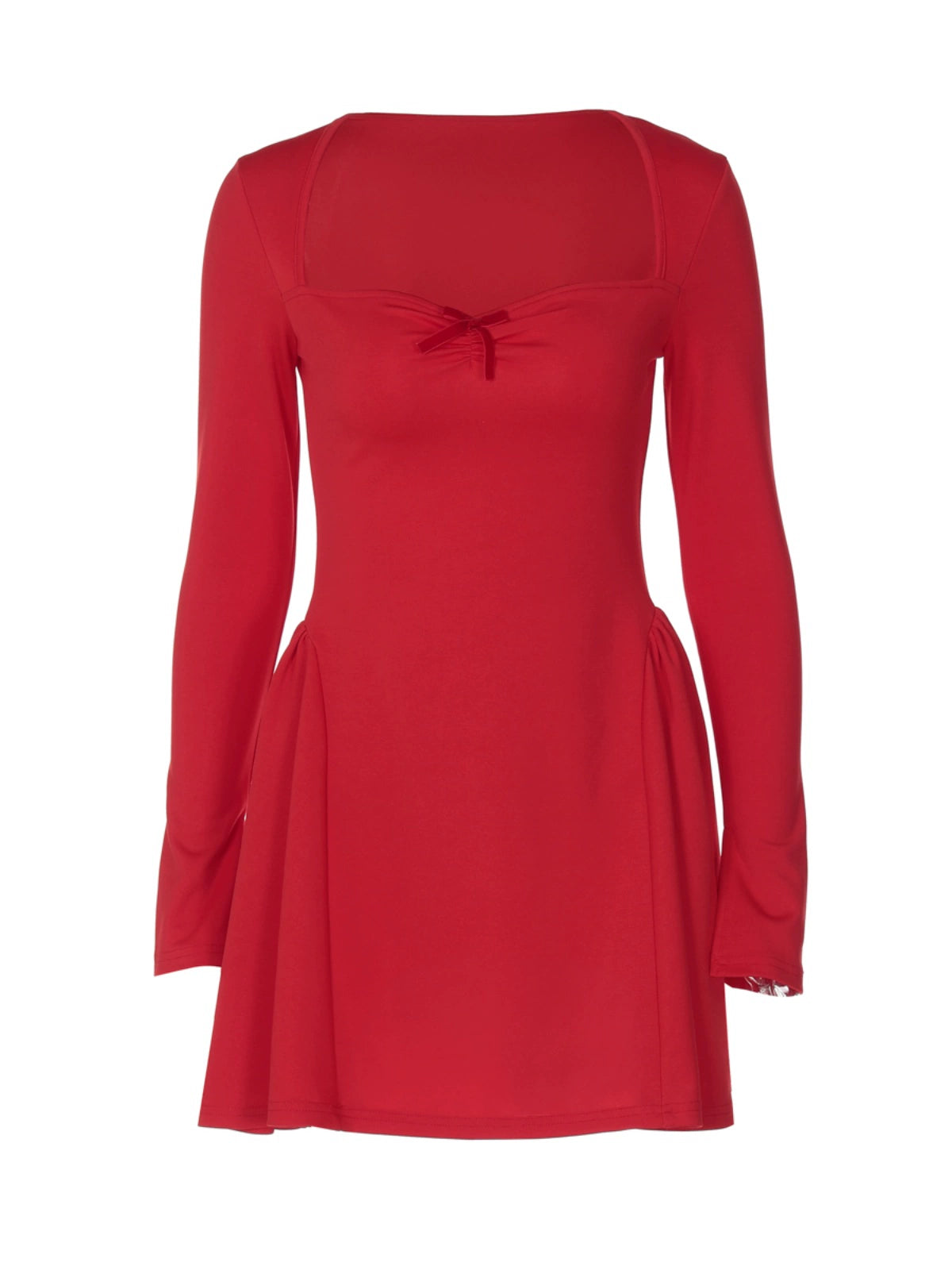 Shemoda: Alix Long-Sleeve Dress | Nüra - Discover the chic Alix Long-Sleeve Dress by Shemoda: a flirty mini with a fitted bodice, A-line skirt, and ruched sweetheart neckline. Perfect for evenings! - $24.00