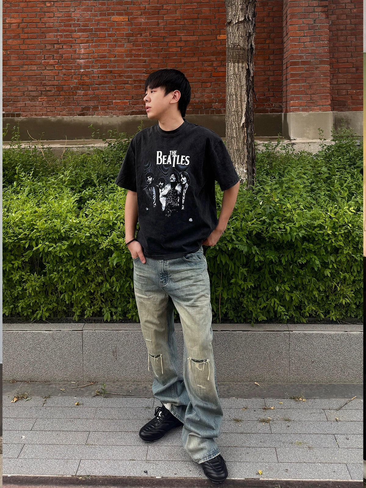 MUKHINA: "The Beatles" Vintage Band Tee | Nüra - Discover timeless style with MUKHINA's unisex Beatles Vintage Band Tee. Washed print, loose fit, and ultimate comfort for every fan. - $56.00