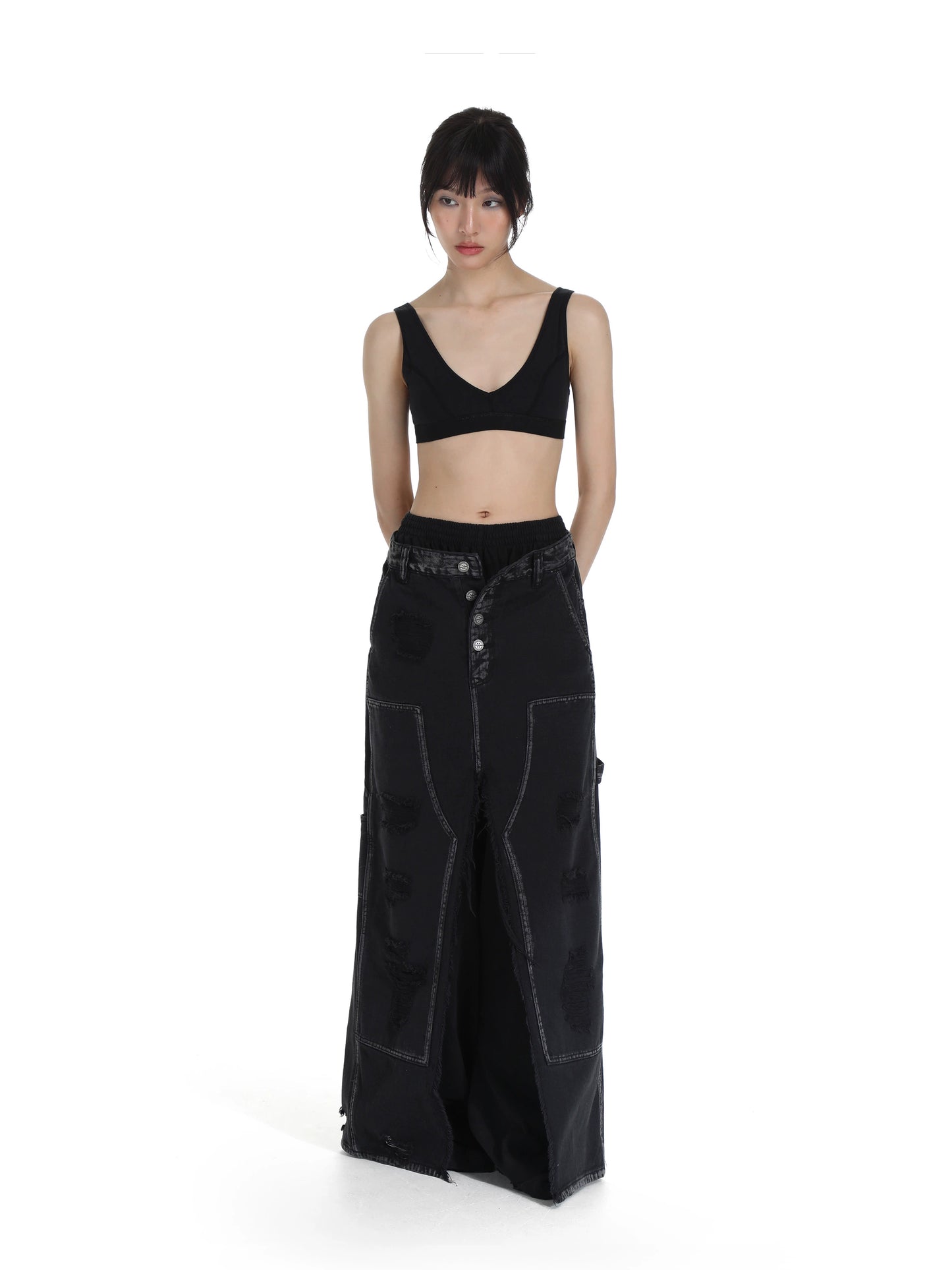 Splitline Denim Skirt