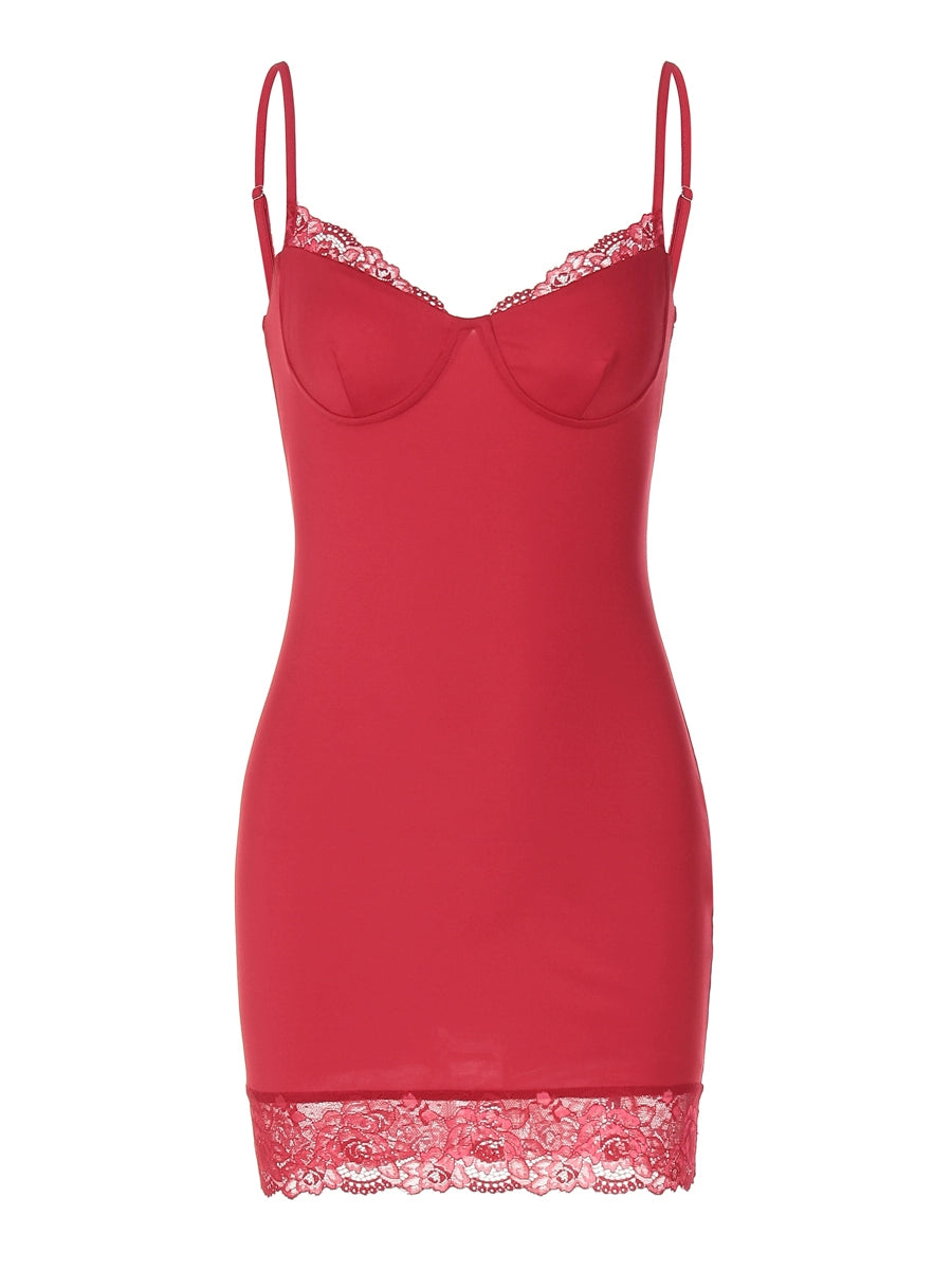 Shemoda: Janessa Slip Dress | Nüra - Discover elegance with Shemoda's Janessa Slip Dress. Lace details, adjustable straps, and a hip-hugging fit create a subtly sensual look. - $22.00