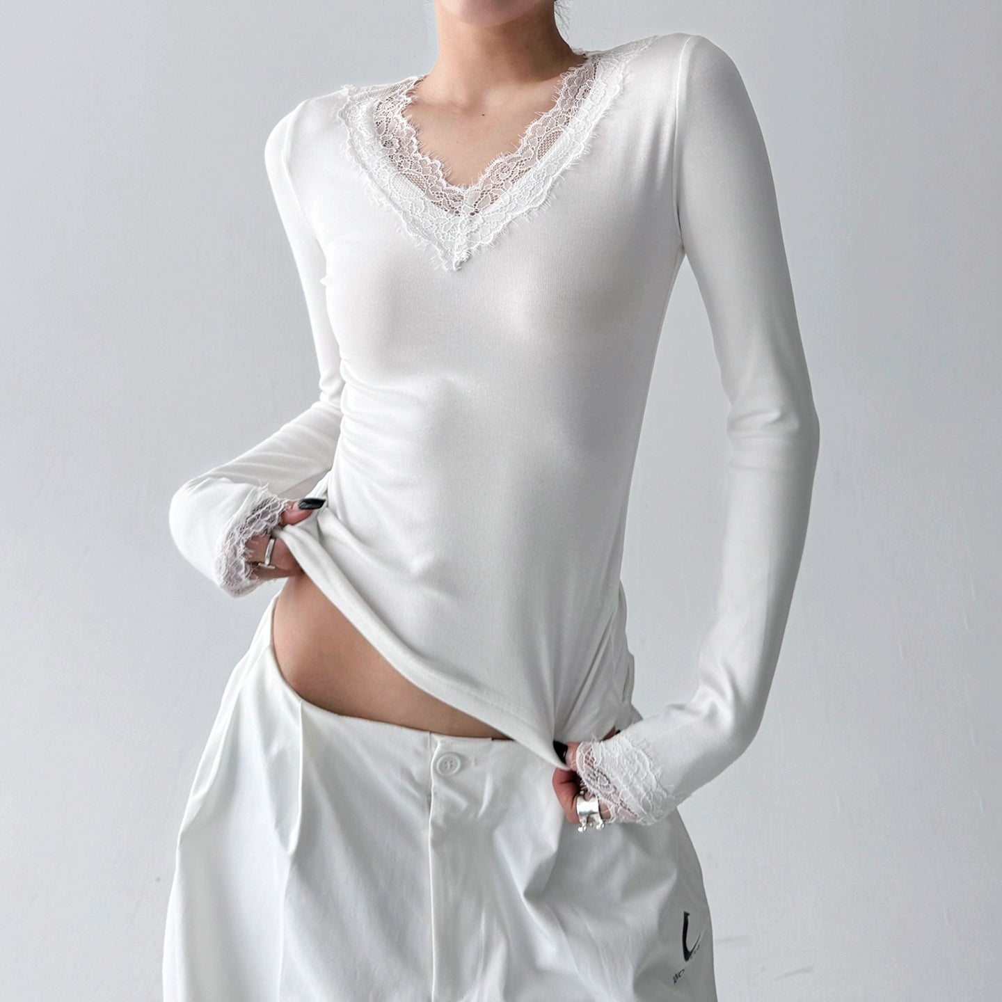 Laceframe Knit Top
