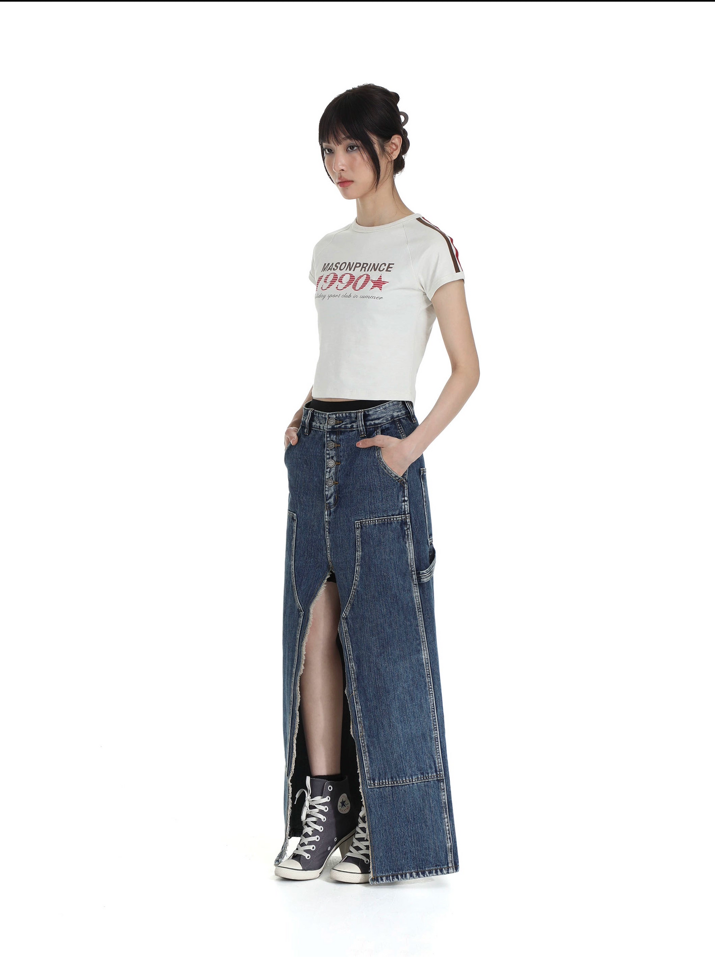 Splitline Denim Skirt