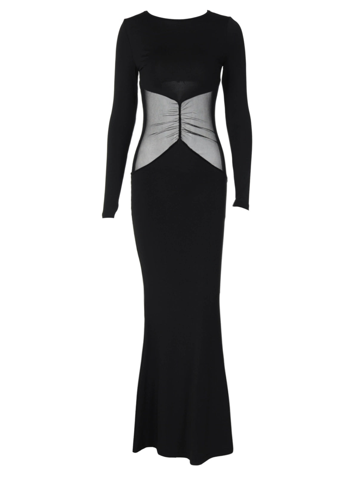 Shemoda: Hexa Hourglass Dress | Nüra - Elevate your evening look with Shemoda's Hexa Hourglass Dress. Sleek fit, mesh details, and a hollow neck for bold elegance and confidence. - $21.00