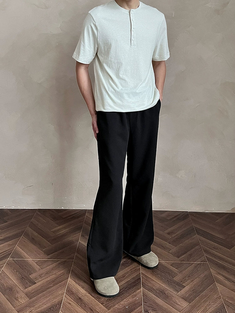 MUKHINA: Micro Flared Commuting Trousers | Nüra - Discover MUKHINA's Micro Flared Commuting Trousers: a chic blend of acetate and wool with a drawstring waist for comfort and style. Perfect for casual wear. - $78.00