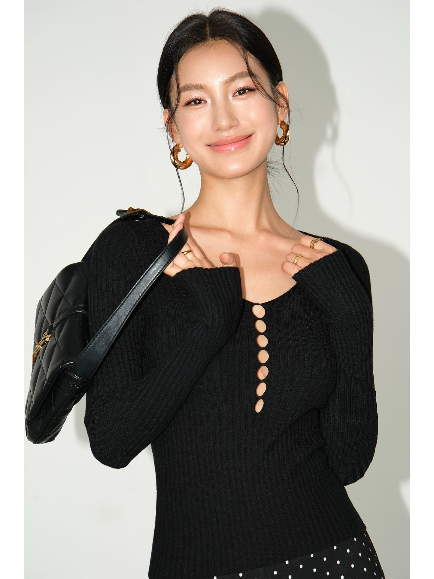 Sel Ribbed Button Top