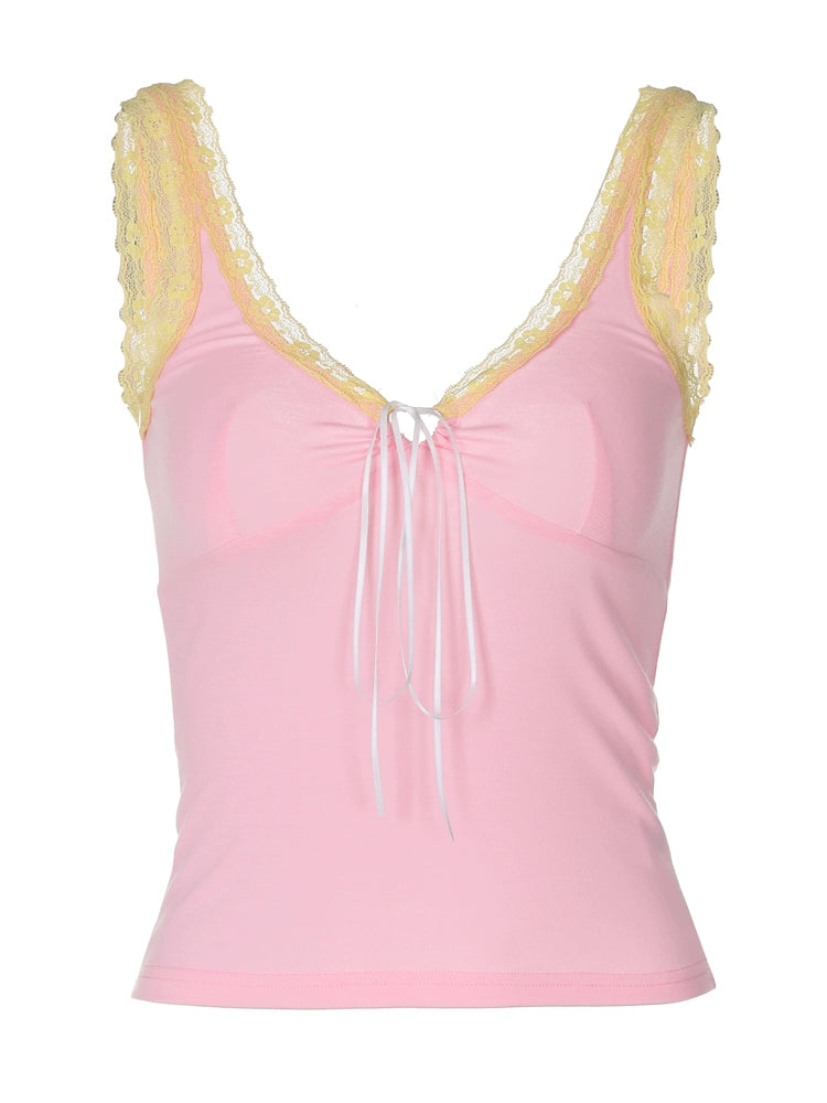 Shemoda: Liora Lace Camisole | Nüra - Discover elegance with Shemoda's Liora Lace Camisole. Featuring delicate yellow lace and breathable fabric for all-day comfort and style. - $19.00