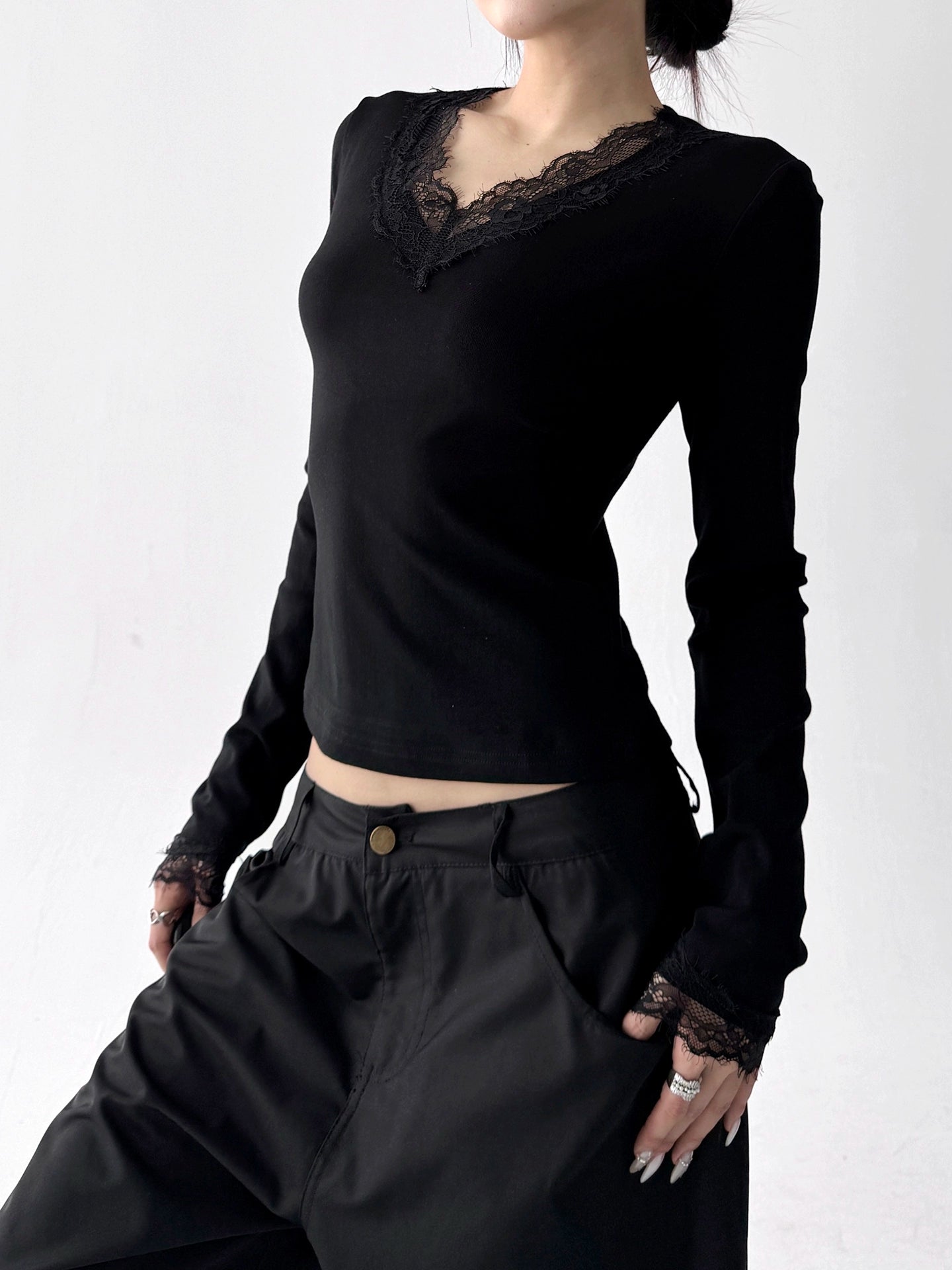 Laceframe Knit Top