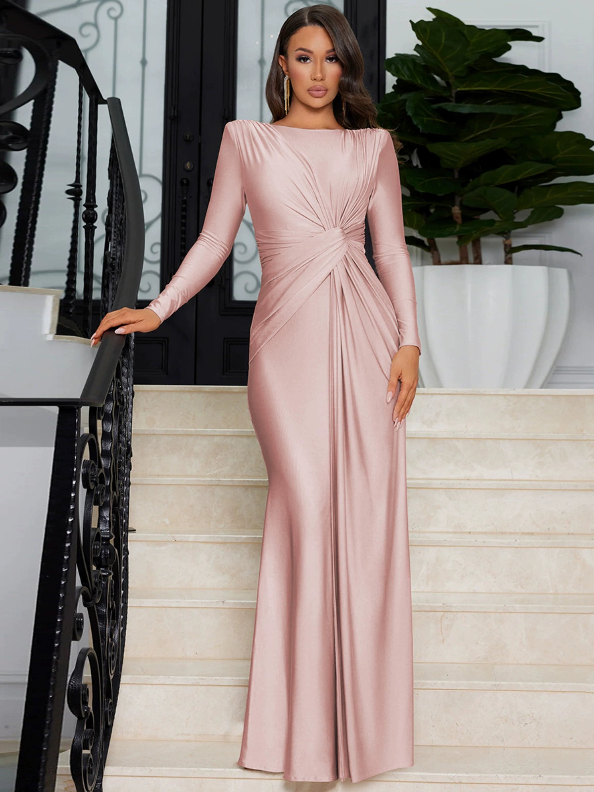 Shemoda: Sofia Sculpt Dress | Nüra - Discover the Sofia Sculpt Dress by Shemoda: structured shoulders, tie neckline, pleated waist. Style, comfort, and a slimming look in one. - $30.00