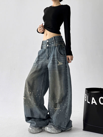 Twin Waist Ripped Jeans