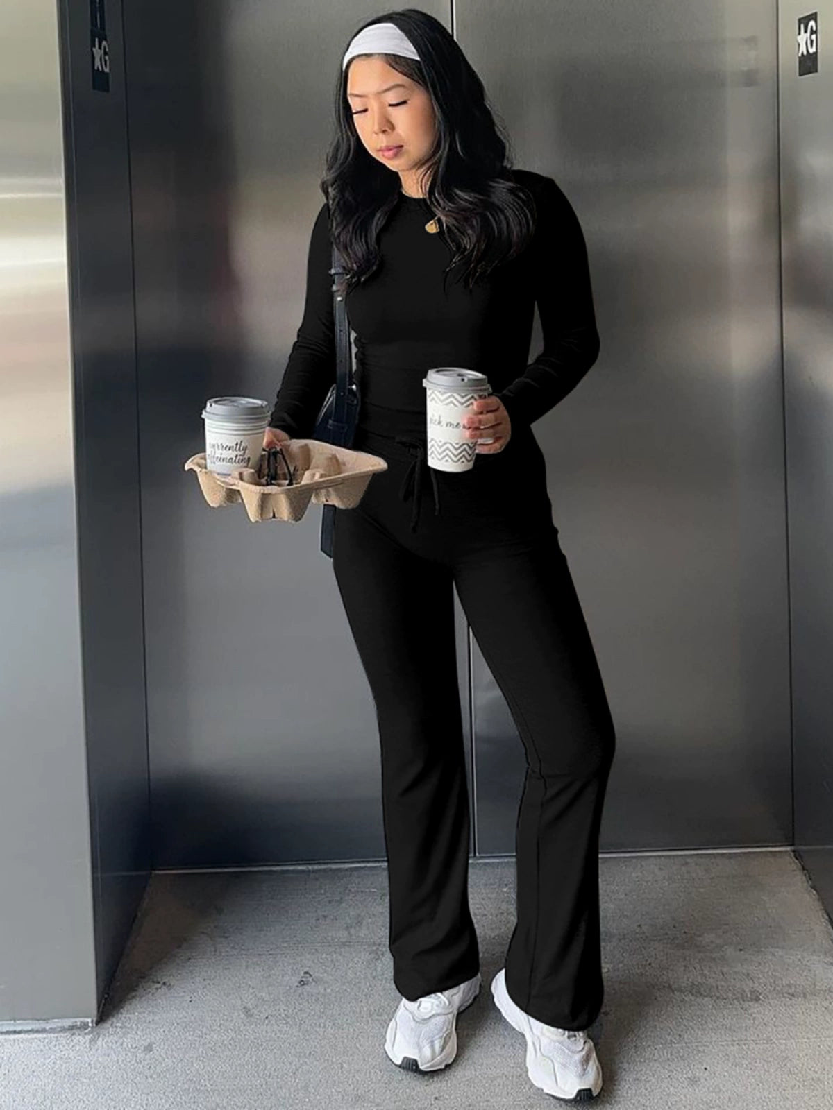 Shemoda: Faye Lounge Fit | Nüra - Discover Shemoda's Faye Lounge Fit: a chic autumn set with a slim-fit T-shirt and adjustable drawstring pants for ultimate comfort and style. - $24.00