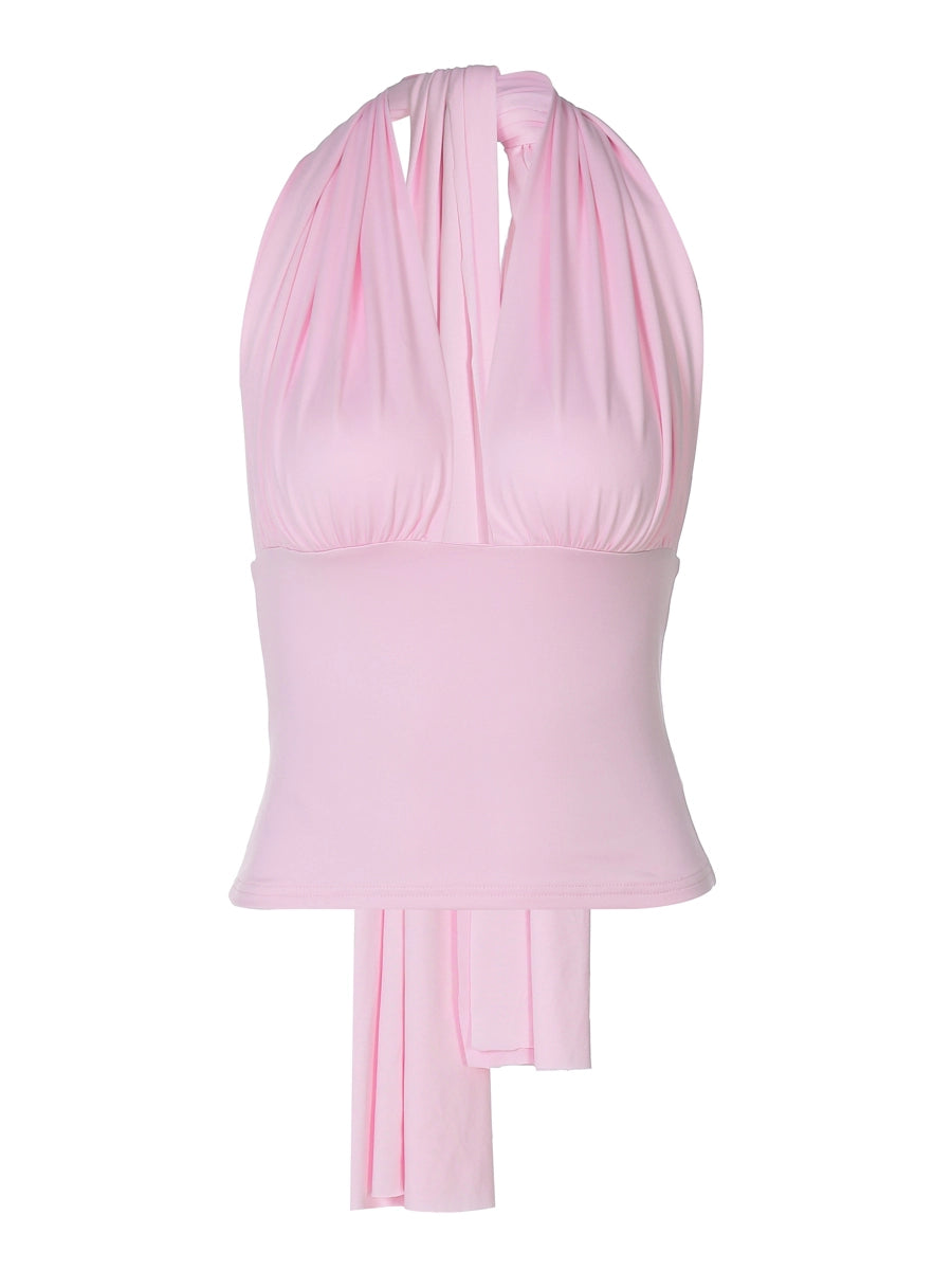 Shemoda: Lana Sleek Top | Nüra - Discover the Lana Sleek Top by Shemoda: a stylish, sexy crop-top with a deep V-neck and bareback design, perfect for summer layering or solo wear. - $17.00