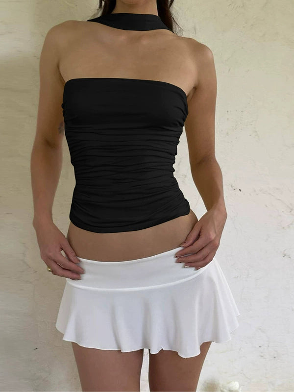 Shemoda: Chloe Tube Top | Nüra - Stay cool and stylish this summer with Shemoda's Chloe Tube Top. Strapless, ruched, and ribboned for a flattering, chic look. Perfect for any occasion! - $17.00