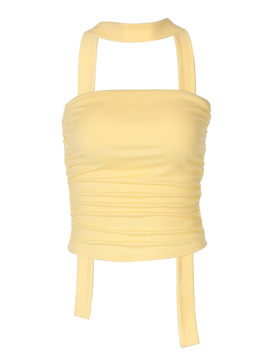 Shemoda: Chloe Tube Top | Nüra - Stay cool and stylish this summer with Shemoda's Chloe Tube Top. Strapless, ruched, and ribboned for a flattering, chic look. Perfect for any occasion! - $17.00