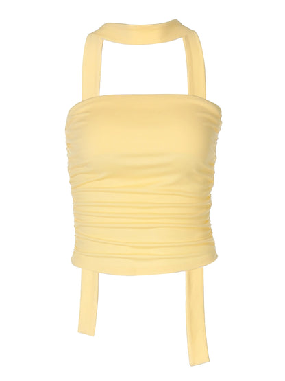Shemoda: Chloe Tube Top | Nüra - Stay cool and stylish this summer with Shemoda's Chloe Tube Top. Strapless, ruched, and ribboned for a flattering, chic look. Perfect for any occasion! - $17.00