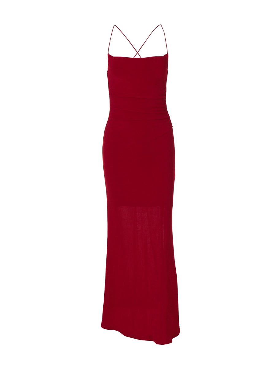 Shemoda: Elys Blush Gown | Nüra - Discover elegance with the Elys Blush Gown by Shemoda. A minimalist bodycon design with spaghetti straps for a romantic, polished look. - $23.00