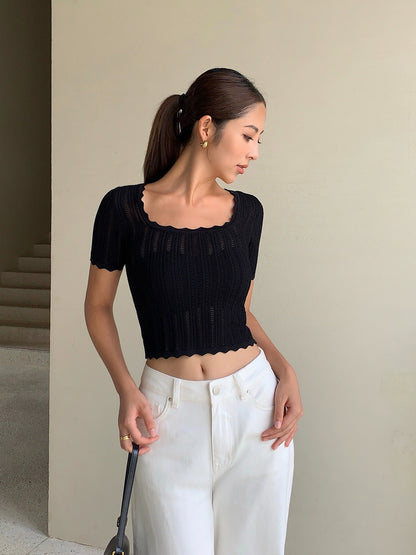 Mireya Scallop Knit Top