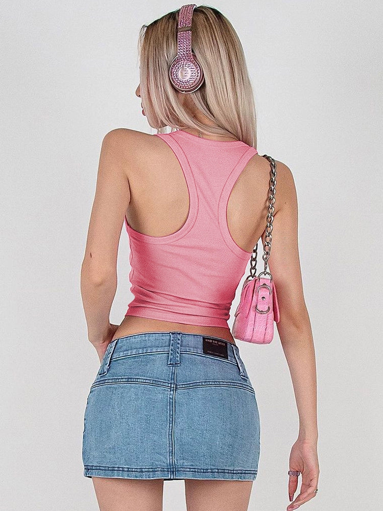 Shemoda: Aria Ribbed Top | Nüra - Discover Shemoda's Aria Ribbed Top: a sporty, cropped tank with "Diva" rhinestones, perfect for a playful and glamorous summer style. - $15.00