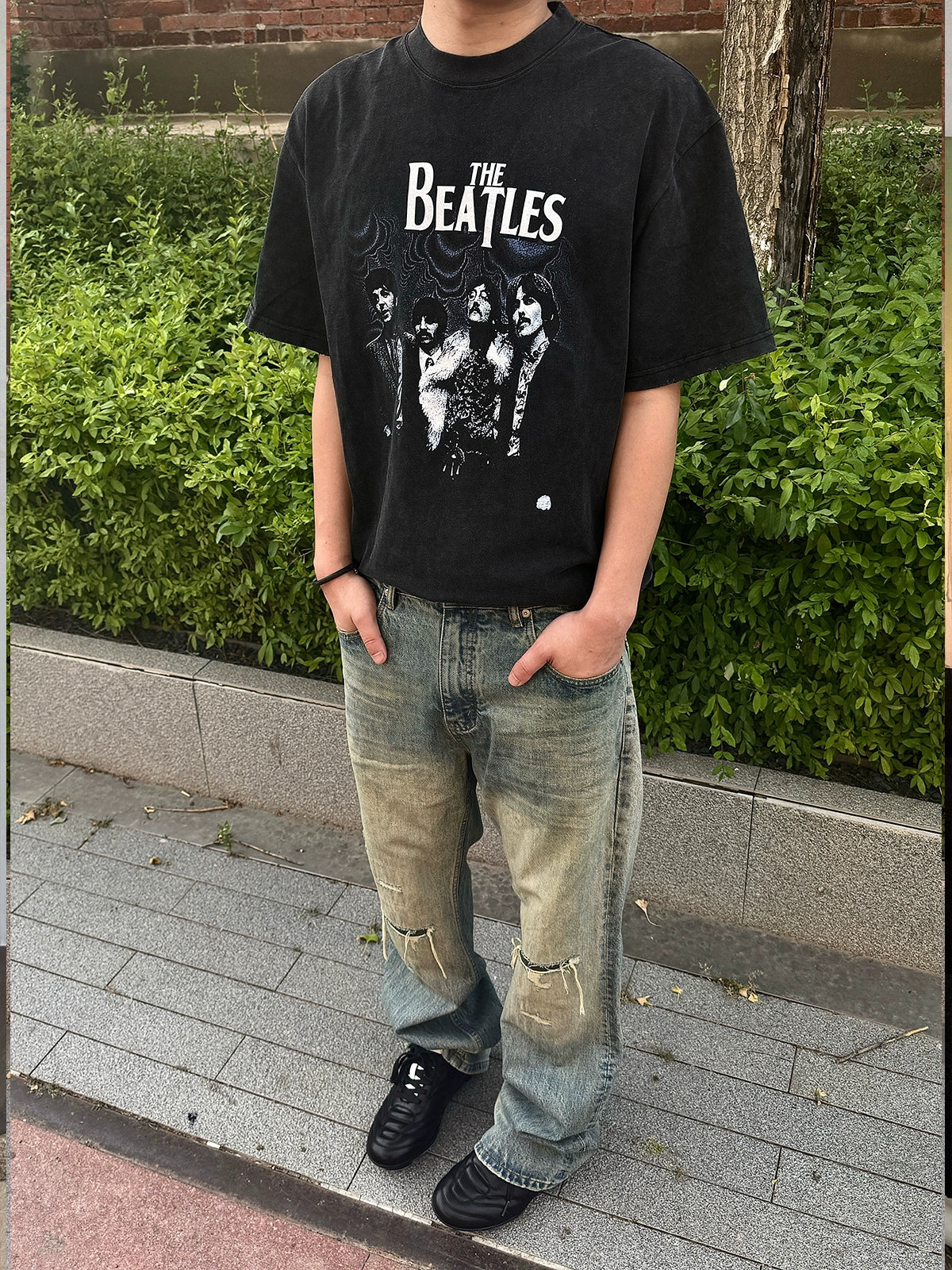 MUKHINA: "The Beatles" Vintage Band Tee | Nüra - Discover timeless style with MUKHINA's unisex Beatles Vintage Band Tee. Washed print, loose fit, and ultimate comfort for every fan. - $56.00