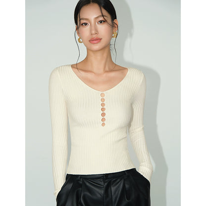 Sel Ribbed Button Top