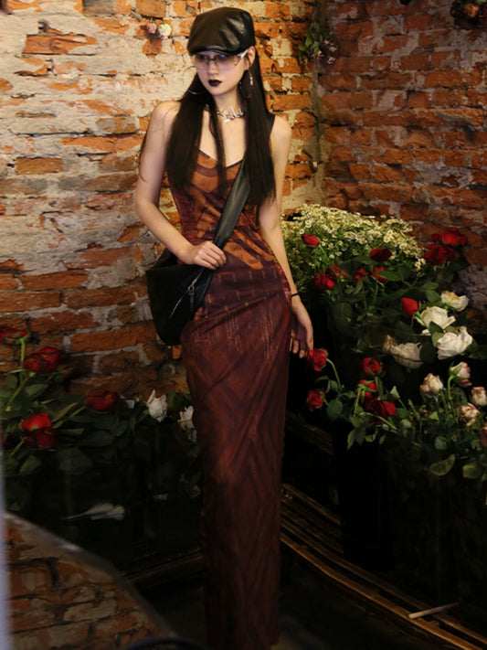 Abstract Glide Slip Dress