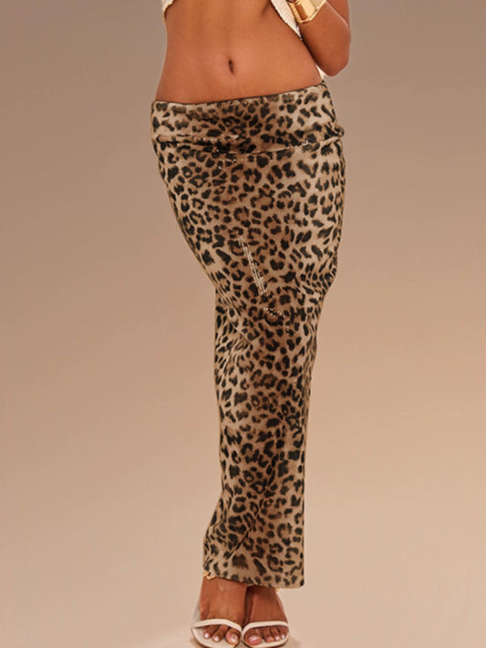 Shemoda: Briar Glow Pencil Skirt | Nüra - Elevate your style with Shemoda's Briar Glow Pencil Skirt. High-waisted, leopard print, and reflective finish for a bold, glamorous look. - $31.00