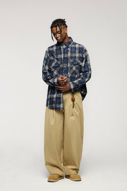 Wide-Leg Worn Pants