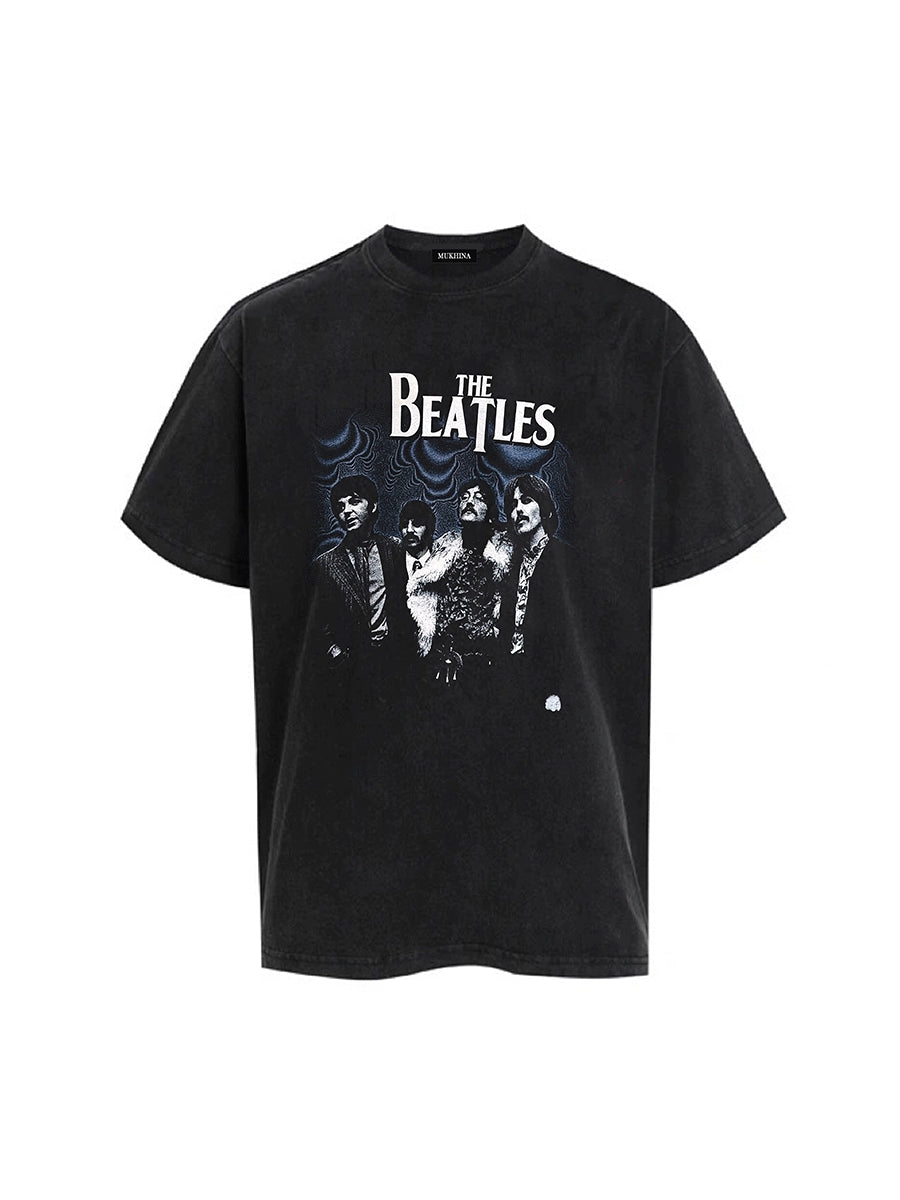 MUKHINA: "The Beatles" Vintage Band Tee | Nüra - Discover timeless style with MUKHINA's unisex Beatles Vintage Band Tee. Washed print, loose fit, and ultimate comfort for every fan. - $56.00