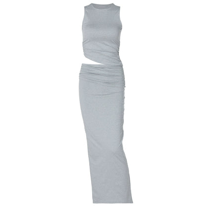 Shemoda: Alix Dress Set | Nüra - Discover the Alix Dress Set by Shemoda: a sleek, form-fitting sleeveless maxi with a side slit. Perfect for casual outings or dressing up! - $23.00