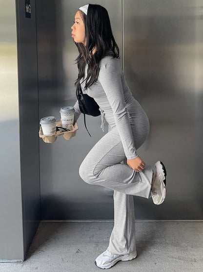 Shemoda: Faye Lounge Fit | Nüra - Discover Shemoda's Faye Lounge Fit: a chic autumn set with a slim-fit T-shirt and adjustable drawstring pants for ultimate comfort and style. - $24.00