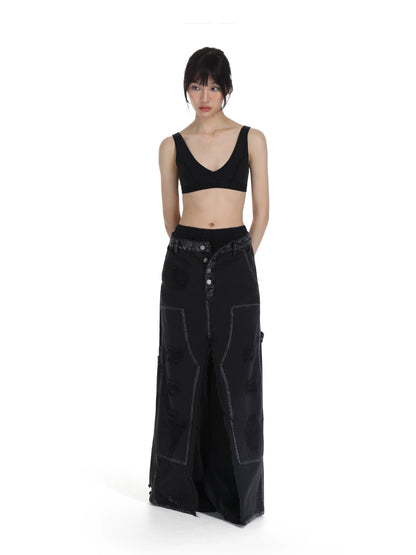 Splitline Denim Skirt