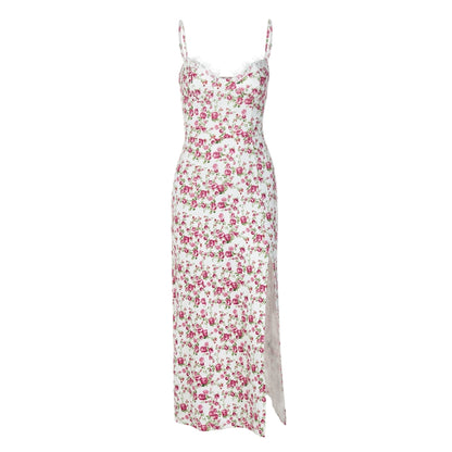 Shemoda: Vivienne Midi Dress | Nüra - Discover the Vivienne Midi Dress by Shemoda: a retro floral camisole with a high waist and side slit for a slimming, stylish silhouette. - $19.00