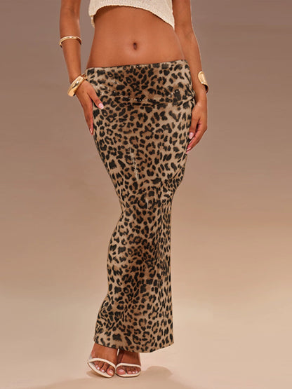 Shemoda: Briar Glow Pencil Skirt | Nüra - Elevate your style with Shemoda's Briar Glow Pencil Skirt. High-waisted, leopard print, and reflective finish for a bold, glamorous look. - $31.00