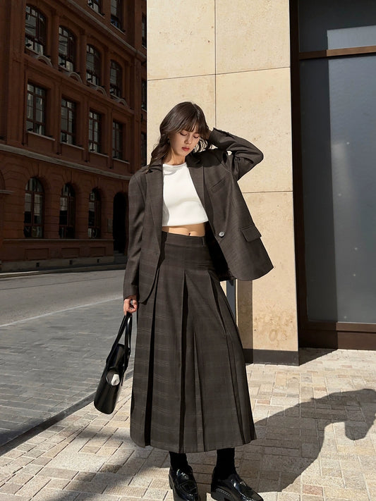 Matilda Plaid Midi Skirt