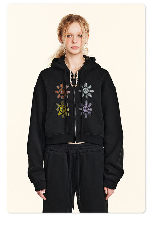 Emotive Floral Zip Hoodie