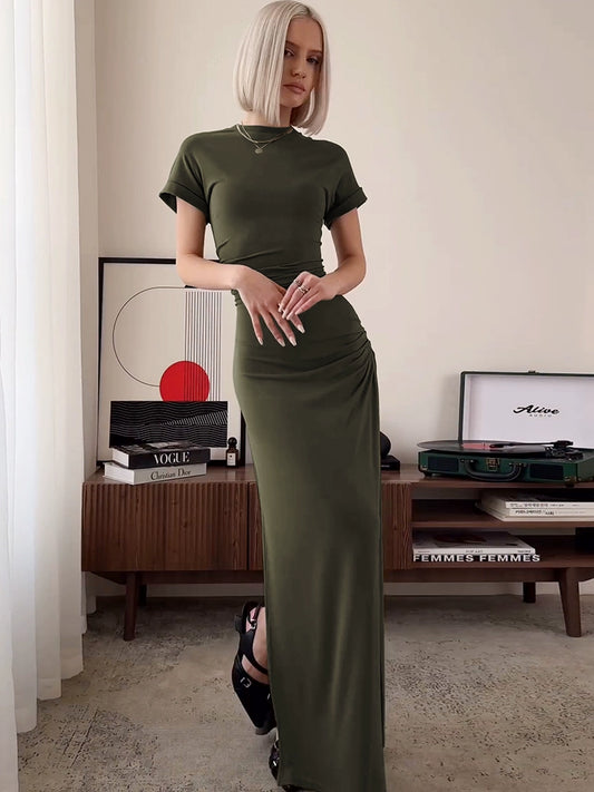 Shemoda: Zara Maxi T-Shirt Dress | Nüra - Discover timeless style with Shemoda's Zara Maxi T-Shirt Dress. Slim fit, knee-length, and versatile for any occasion. Shop now for effortless elegance. - $19.00