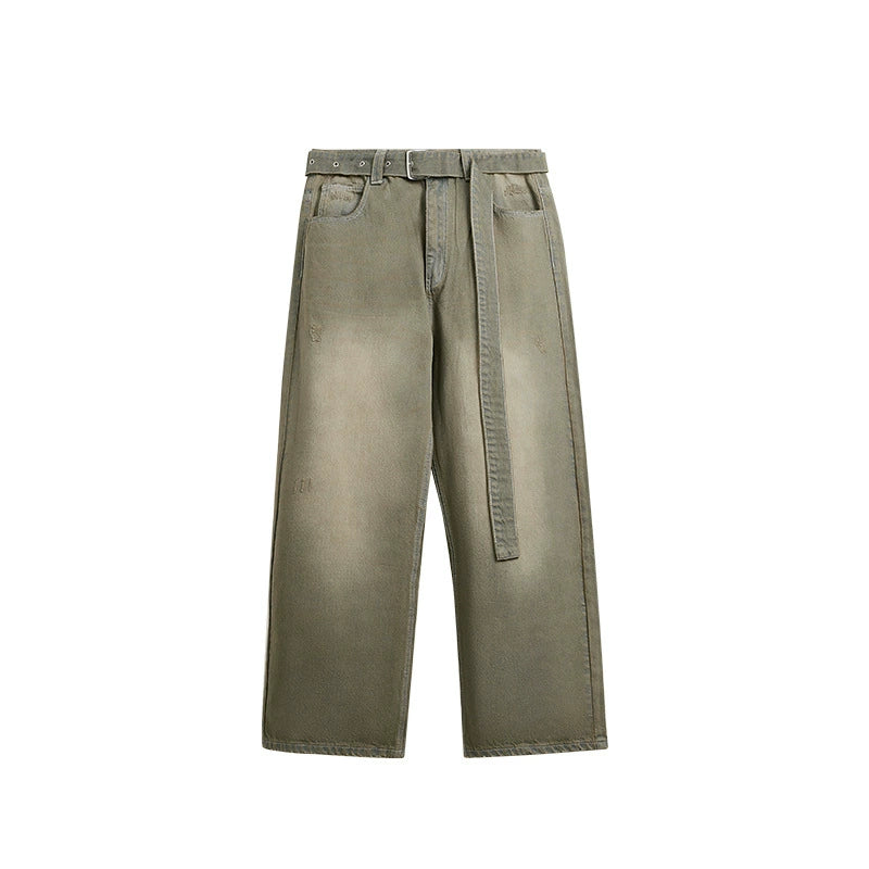 Maxi Denim Belted Jeans
