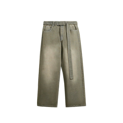 Maxi Denim Belted Jeans