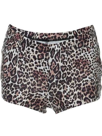 Shemoda: Ember Leopard Shorts | Nüra - Embrace the wild with Shemoda's Ember Leopard Shorts. Lightweight, breathable, and stylish for ultimate comfort in your active lifestyle. - $18.00