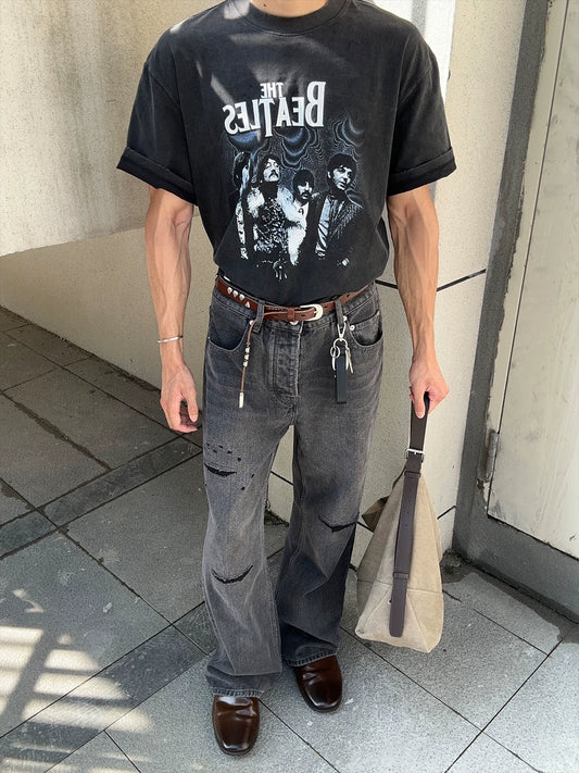 MUKHINA: "The Beatles" Vintage Band Tee | Nüra - Discover timeless style with MUKHINA's unisex Beatles Vintage Band Tee. Washed print, loose fit, and ultimate comfort for every fan. - $56.00