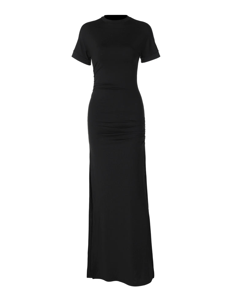 Shemoda: Zara Maxi T-Shirt Dress | Nüra - Discover timeless style with Shemoda's Zara Maxi T-Shirt Dress. Slim fit, knee-length, and versatile for any occasion. Shop now for effortless elegance. - $19.00