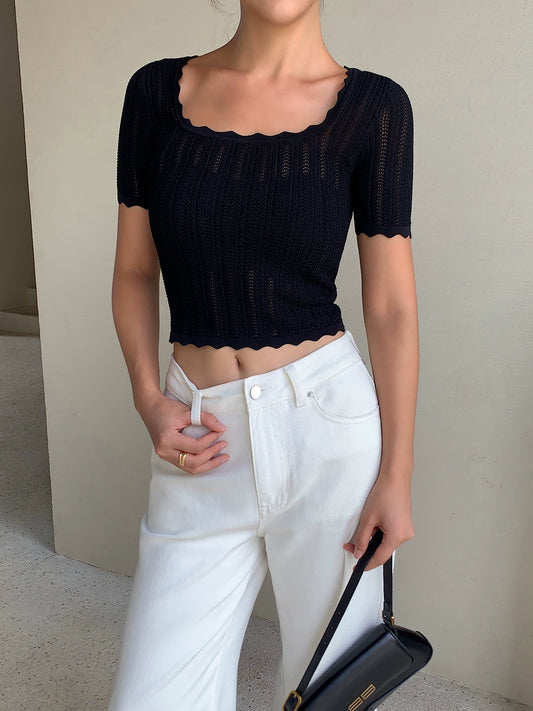 Mireya Scallop Knit Top