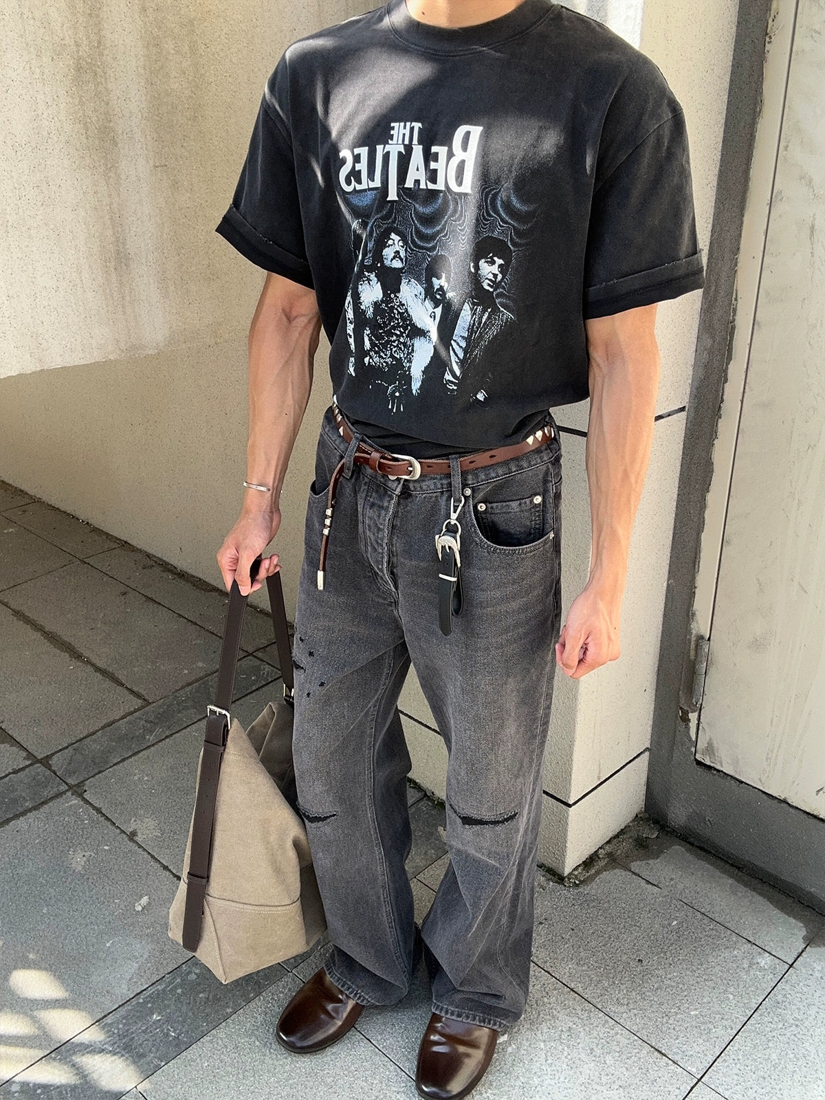 MUKHINA: "The Beatles" Vintage Band Tee | Nüra - Discover timeless style with MUKHINA's unisex Beatles Vintage Band Tee. Washed print, loose fit, and ultimate comfort for every fan. - $56.00