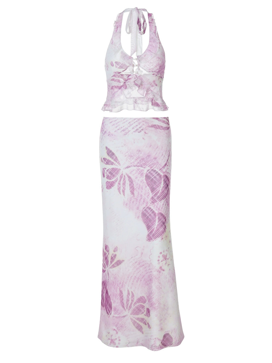 Shemoda: Hana Bloom Set | Nüra - Elevate your holiday style with Shemoda's chic Hana Bloom Set: a lace tank and matching half skirt for a sexy, elegant look on warm days. - $28.00