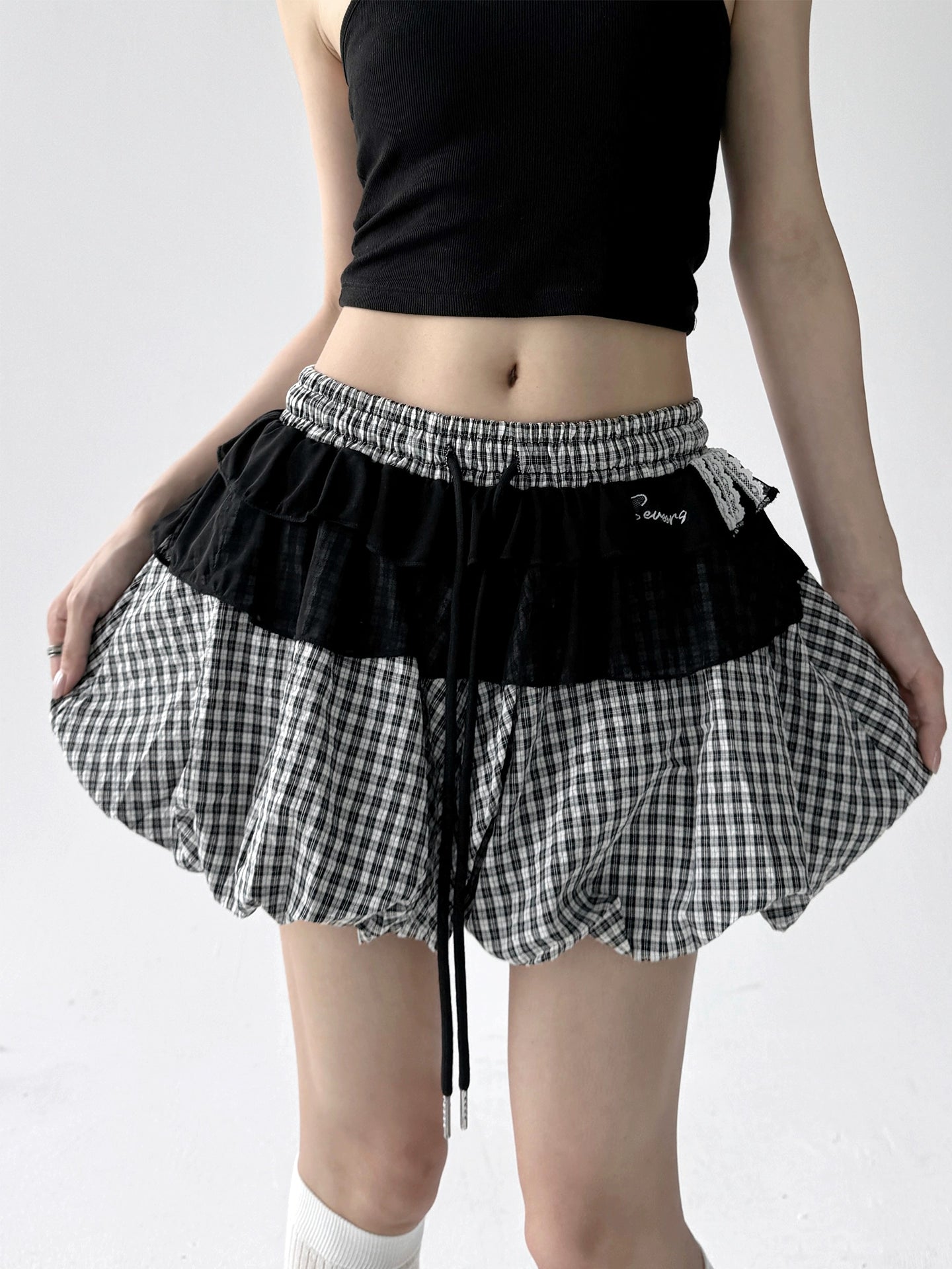 Gingham Puff Skirt