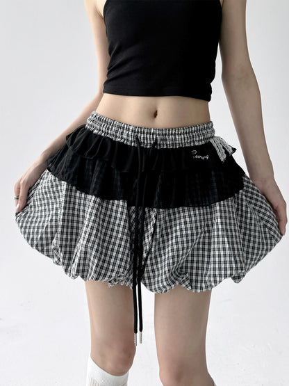 Gingham Puff Skirt