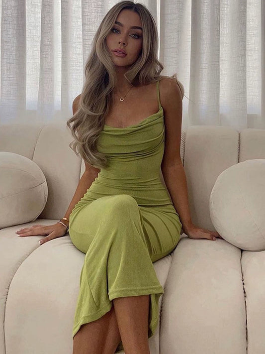 Shemoda: Lyra Slip Dress | Nüra - Discover elegance with Shemoda's Lyra Slip Dress: a sleek, backless design with a sweetheart neckline and tie waist, perfect for formal occasions. - $19.00