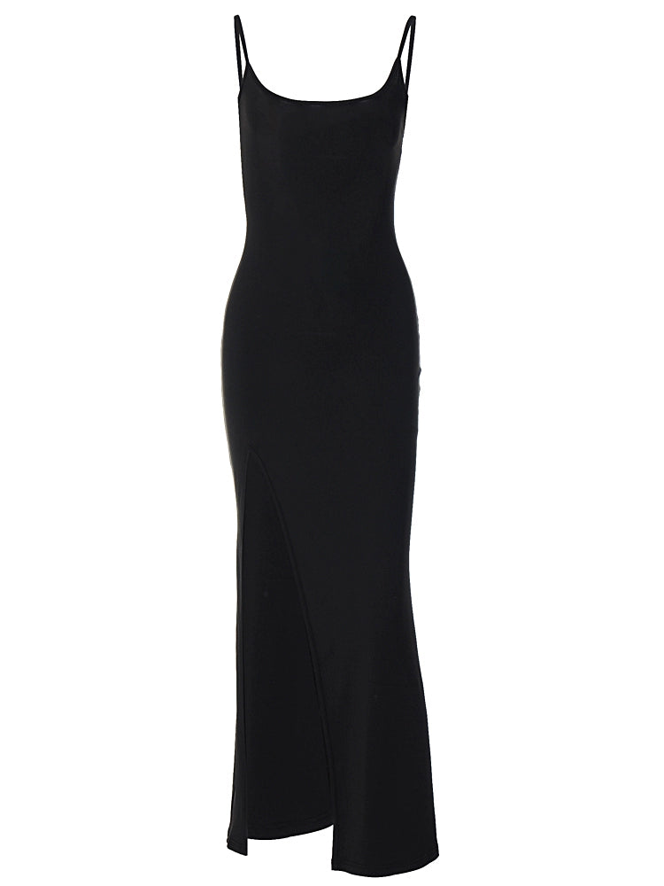 Shemoda: Eve Long Gown | Nüra - Elevate your evening look with Shemoda's Eve Long Gown: a black lace patchwork dress with a slimming fit, side slit, and elegant floor-length design. - $19.00