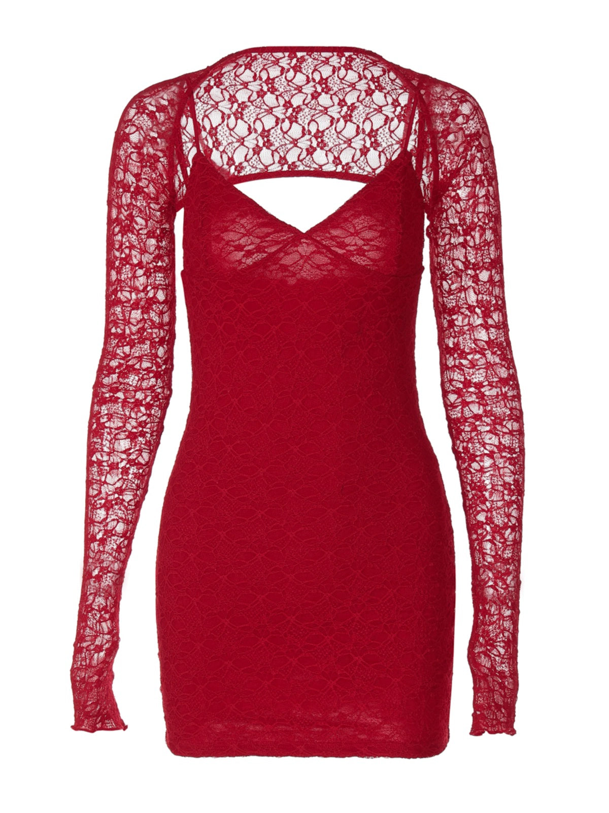 Shemoda: Fiora Lace Dress | Nüra - Elevate your style with Shemoda's Fiora Lace Dress: a V-neck suspender dress with lace detailing and a chic cover, blending elegance and allure. - $28.00