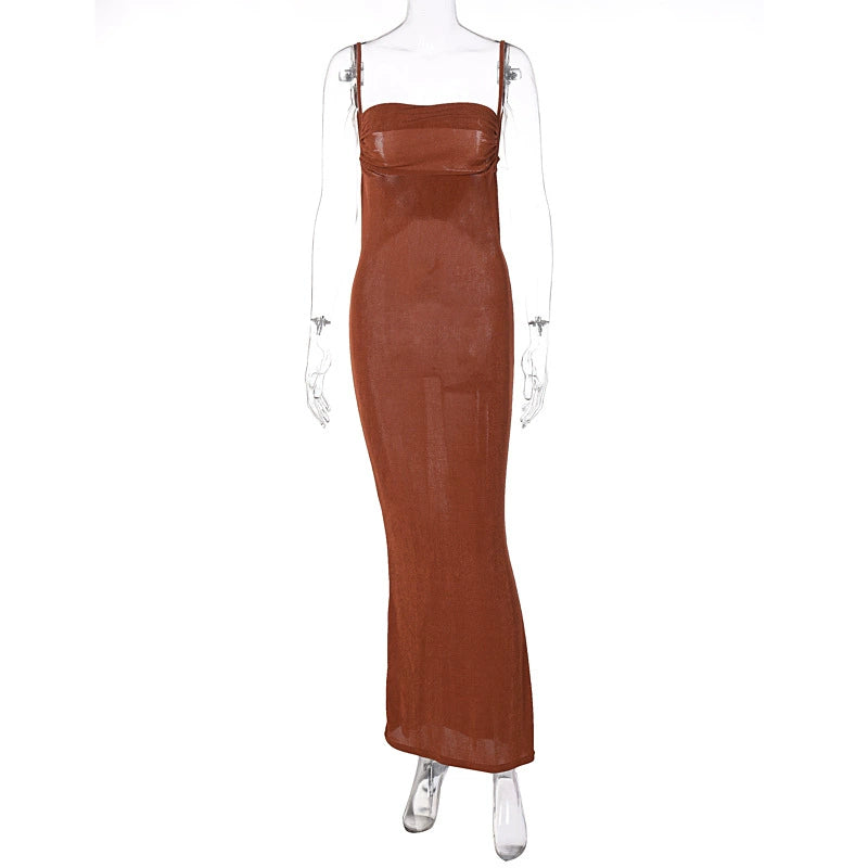 Shemoda: Lyra Slip Dress | Nüra - Discover elegance with Shemoda's Lyra Slip Dress: a sleek, backless design with a sweetheart neckline and tie waist, perfect for formal occasions. - $19.00